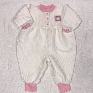 Baby bgosh Charming Pink white bubble quilted look romper 18m